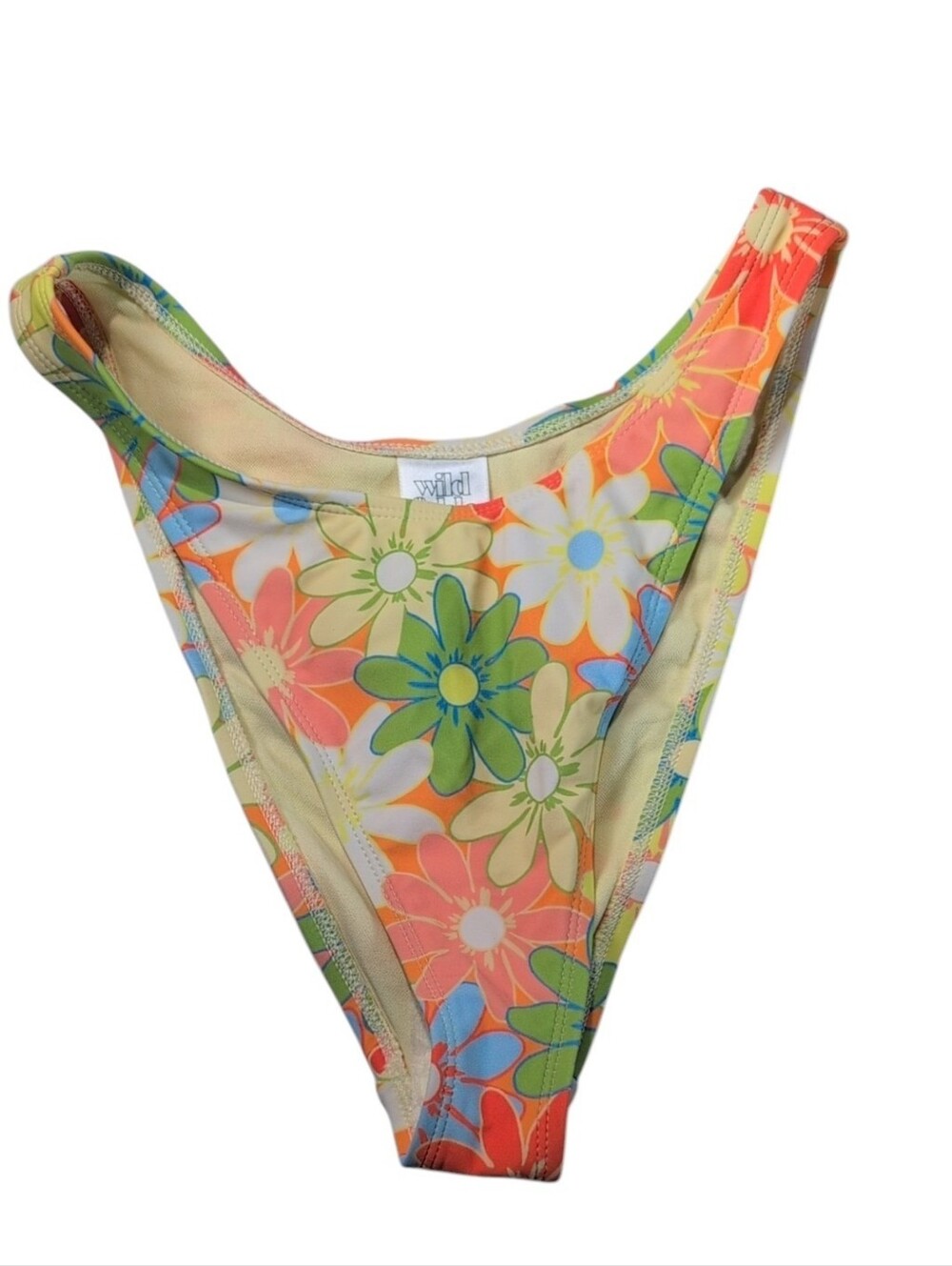 Wild Fable Yellow & Orange Floral Mid Rise Cheeky Bikini Bottom Size Small
